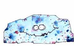 blue rock with eyes
