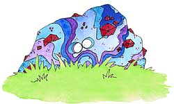 colourful rock with eyes